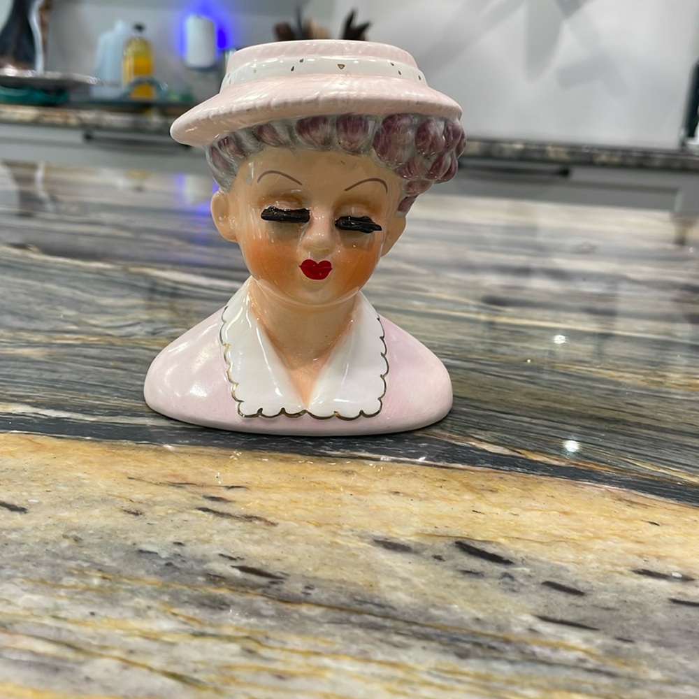 Small Vintage Lady Head Vase Lucille Ball